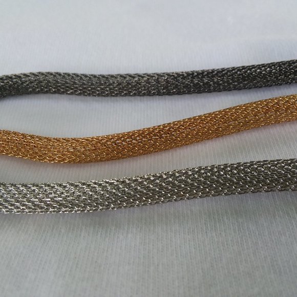 Bracelet 3 Strand/Color Coil Spring Gold Silver Gun Metal/Black 7.5" 7 1/2" - Picture 6 of 11